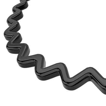 HYFEEL Wavy Headbands Plastic Skinny Thin Non-Slip Flexible Hair Bands Simple Hoops Hair Accessories for Women and Men Solid Colors (Black)