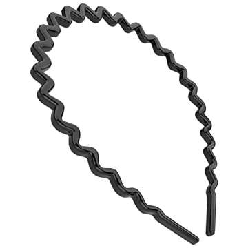 HYFEEL Wavy Headbands Plastic Skinny Thin Non-Slip Flexible Hair Bands Simple Hoops Hair Accessories for Women and Men Solid Colors (Black)