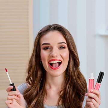 Patelai 50 Pieces Empty Lip Gloss Containers Lip Gloss Tubes, Refillable Plastic Lipstick Tubes with Rubber Inserts Cosmetic Tools for Women DIY Makeup, 10 ml(Black)