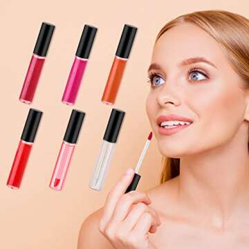 Patelai 50 Pieces Empty Lip Gloss Containers Lip Gloss Tubes, Refillable Plastic Lipstick Tubes with Rubber Inserts Cosmetic Tools for Women DIY Makeup, 10 ml(Black)