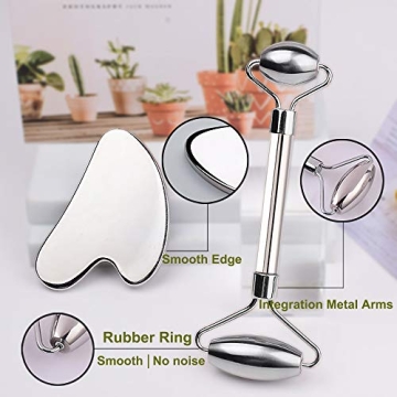 Stainless Steel Face Roller Gua Sha Set for Skin Care