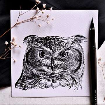 Kuretake Refillable Fountain Brush Pen TAKUJO No.8, Black Ink, Fine Point, Illustration, Lettering, ...