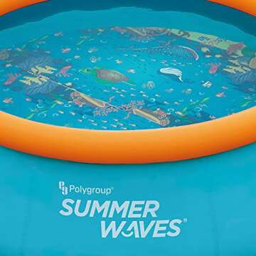 Summer Waves 8 Foot Quick Set Inflatable Pool with 3D Ocean Graphics