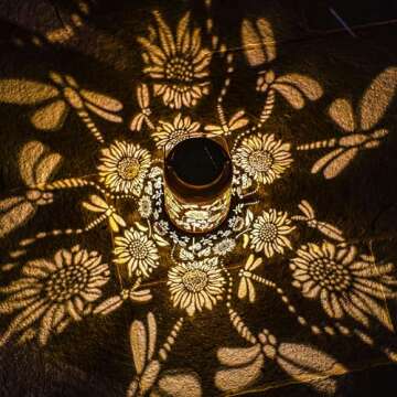 Mothers Day Gifts Solar Lanterns Dragonfly Lights Outdoor Decor Hanging Lantern Waterproof Metal LED...