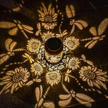 Mothers Day Gifts Solar Lanterns Dragonfly Lights Outdoor Decor Hanging Lantern Waterproof Metal LED...