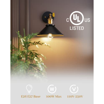 JACKYLED Vintage Adjustable Wall Sconces - Set of 2