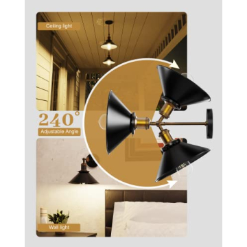 JACKYLED Vintage Adjustable Wall Sconces - Set of 2