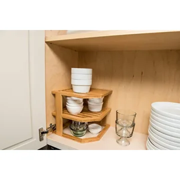 Lipper International Bamboo 3-Tier Corner Shelf for Storage