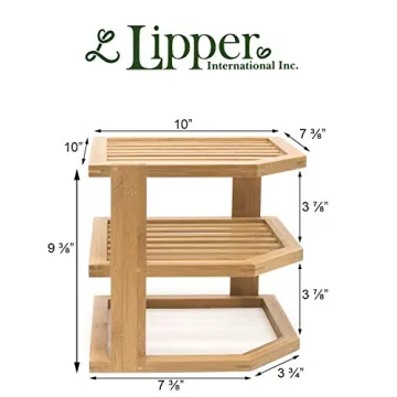 Lipper International Bamboo 3-Tier Corner Shelf for Storage