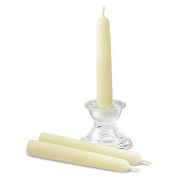 Hyoola 7" Beeswax Taper Candles 12 Pack - Handmade, All Natural, 100% Pure Unscented Bee Wax Candle - Tall, Decorative, White 7 Hour Burn Time