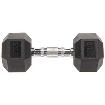 Fitvids Rubber Encased Hex Dumbbells, 20LB, Pair