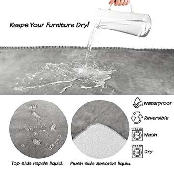 Waterproof Pet Blanket - 60x70-inch Reversible Throw Protects Couch, Car, Bed from Spills, Stains, and Fur - Dog and Cat Blankets by Petmaker (Gray)