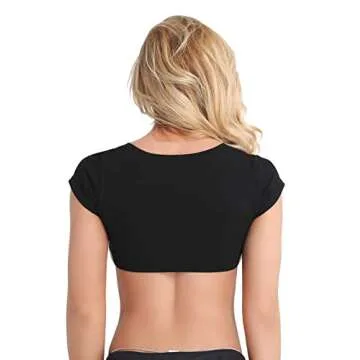 DeSeeni Sexy Short Sleeve Crop Top for Women Yes Daddy Solid Scoop Neck Mini T-Shirts Cotton Vest Tank Cleavage Lingerie Clubwear Black