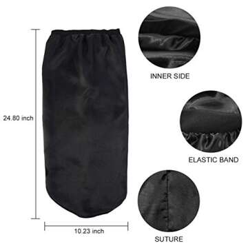 Long Satin Bonnet Sleep Cap,Black Extra Large Silk Bonnet for Natural Hair, Bonnets for Women Night Sleep,Wide Elastic Band, Very Soft & Comfortable (Black)