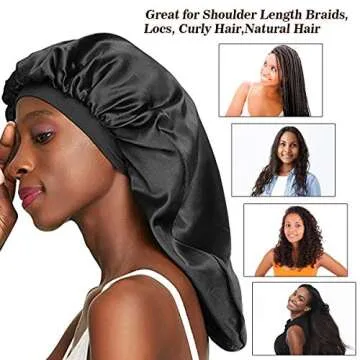 Extra Large Long Satin Bonnet Sleep Cap for Women