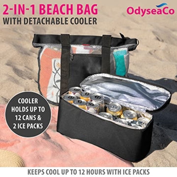 Odyseaco Waterproof Beach Bag with Cooler Compartment