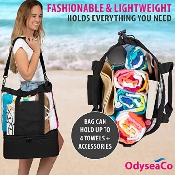 Odyseaco Waterproof Beach Bag with Cooler Compartment