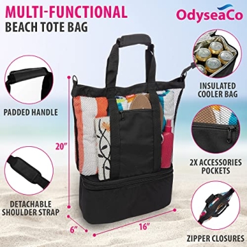 Odyseaco Waterproof Beach Bag with Cooler Compartment