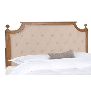 SAFAVIEH Home Collection Tufted Headboard, FULL - Linen, Beige/Rustic Oak