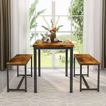 Stylish AWQM Dining Table Set with Benches for All Spaces