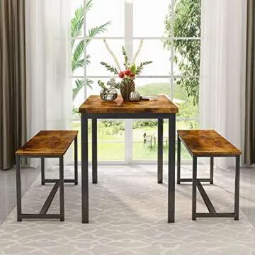 Stylish AWQM Dining Table Set with Benches for All Spaces