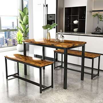 Stylish AWQM Dining Table Set with Benches for All Spaces