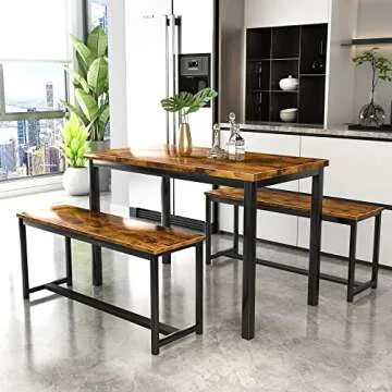 Stylish AWQM Dining Table Set with Benches for All Spaces