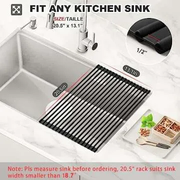 MERRYBOX 20.5" x 13" Roll Up Dish Drying Rack Silicone Wrapped Over The Sink Dish Drying Rack Multip...