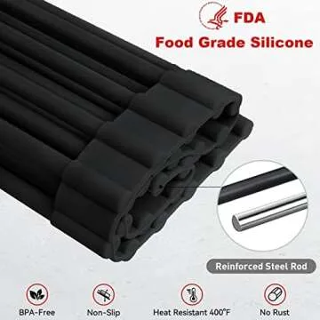 MERRYBOX 20.5" x 13" Roll Up Dish Drying Rack Silicone Wrapped Over The Sink Dish Drying Rack Multipurpose Foldable Sink Drying Mat, Heat-Resistant & Anti-Rust Dish Rack for Kitchen Sink, Large, Black