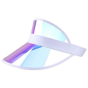 Visor-Sun-Hat PVC-Plastic Protection - Wide Brim Outdoor for Summer 1 Pack-White