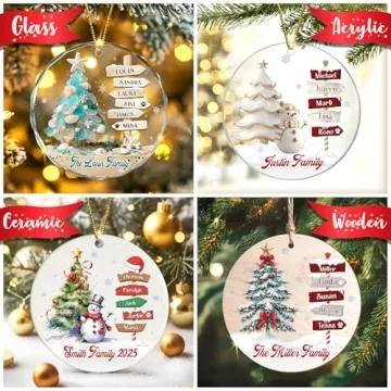 Custom Personalized Family Name Christmas Ornaments 2025