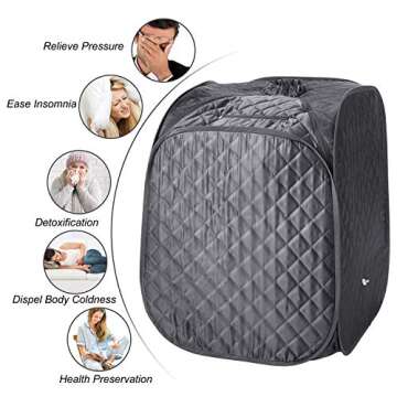 Hurbo Newest Portable Folding steam Sauna Room, Home Sauna spa, Weight Loss Therapy, Full Body Spa Detox Sauna Room with Foldable Chair Timer Remote Control (31.5 x 31.5 x 40.6inch, Gray)