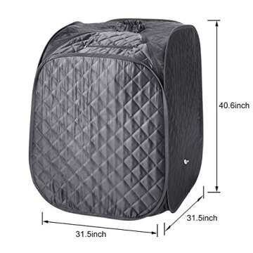 Hurbo Newest Portable Folding steam Sauna Room, Home Sauna spa, Weight Loss Therapy, Full Body Spa Detox Sauna Room with Foldable Chair Timer Remote Control (31.5 x 31.5 x 40.6inch, Gray)