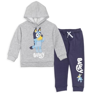 Bluey Toddler Boys Fleece Hoodie & Pants Outfit Set - Grey/Blue 3T