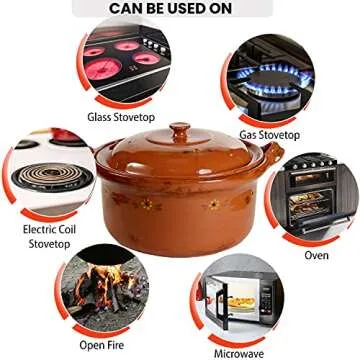 Ancient Cookware Clay Cazuela Pot 12 Quart Jumbo