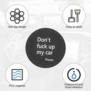 8sanlione Cup Holder Coasters, 2.75 Inch Non-Slip PVC Insert Coaster, Anti-Scratch Auto Cup Mats for Women Men, Vehicle Interior Accessories Universal for Car, SUV, Truck (D Black/2PCS), 2 Pack