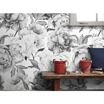 Murwall Dark Floral Wallpaper - Elegant Home Decor Mural