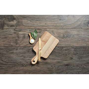 Labell Handle Serving Boards - Small Canadian Maple Hardwood Cutting Board for Meats, Vegetables, Fruits, and Cheeses - Flat Paddle Chopping Board Perfect for Charcuterie (6" x 12" x 0.75")