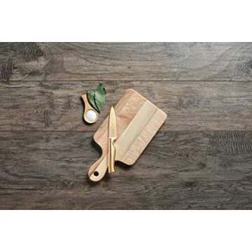 Labell Handle Serving Boards - Small Canadian Maple Hardwood Cutting Board for Meats, Vegetables, Fruits, and Cheeses - Flat Paddle Chopping Board Perfect for Charcuterie (6" x 12" x 0.75")
