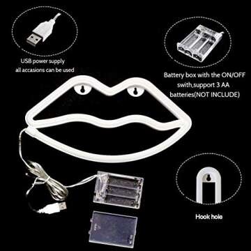 Hopolon Lip Neon Signs for Kids Room and Party Decor