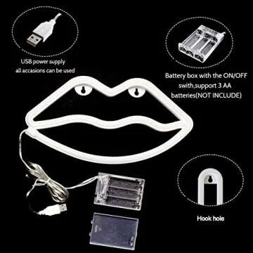 Hopolon Lip Neon Signs for Kids Room and Party Decor
