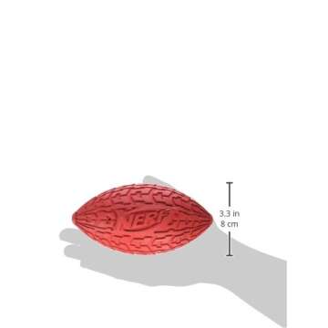 Nerf Dog Tire Football Dog Toy with Interactive Squeaker, Lightweight, Durable and Water Resistant, 6 Inch Diameter for Medium/Large Breeds, Single Unit, Red