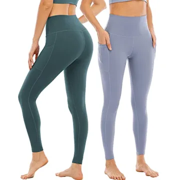 YOUNGCHARM 4 Pack Leggings with Pockets for Women