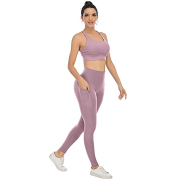 YOUNGCHARM 4 Pack Leggings with Pockets for Women