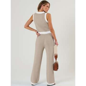 LILLUSORY 2 Piece Knit Sets Women's Summer Vest Sweatsuit Sets