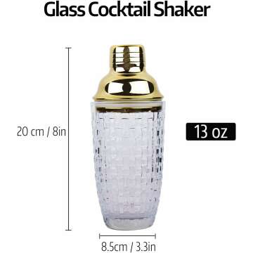 Elegant Glass Cocktail Shaker Set - 13 oz