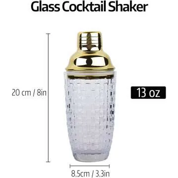Elegant Glass Cocktail Shaker Set - 13 oz