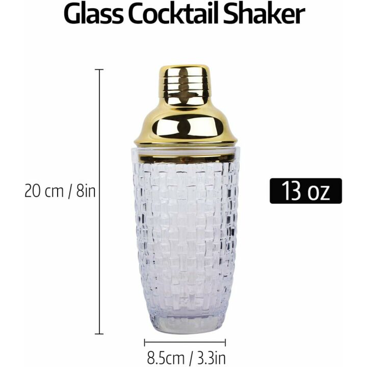 Elegant Glass Cocktail Shaker Set - 13 oz