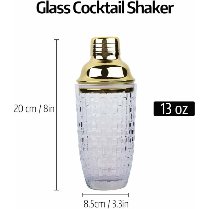 Elegant Glass Cocktail Shaker Set - 13 oz