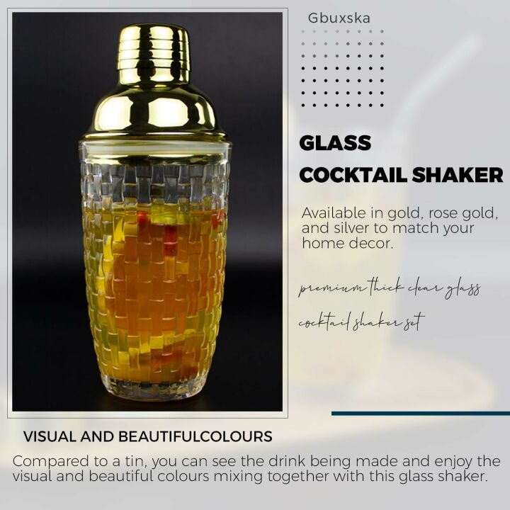 Elegant Glass Cocktail Shaker Set - 13 oz